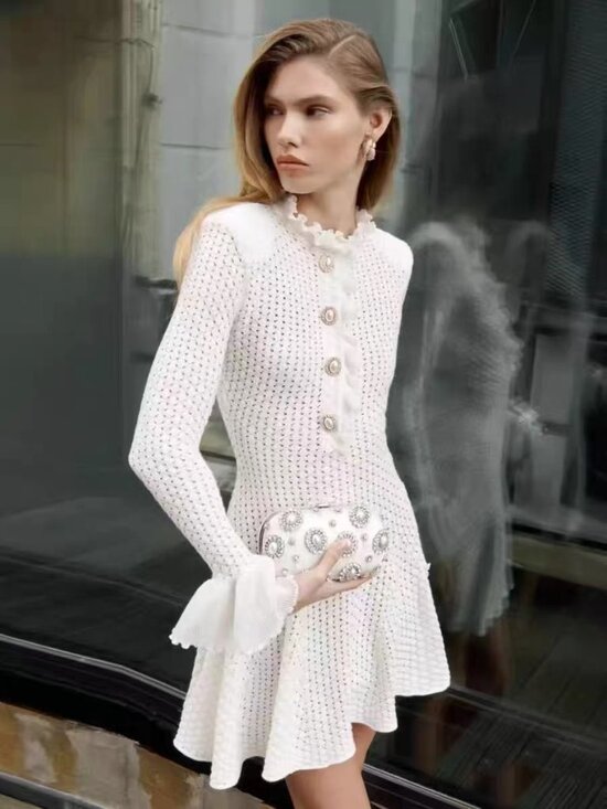 Self-Portrait white knit dress - Picture 5 of 14